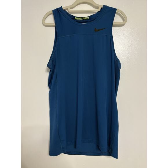 Nike Pro Combat Tank Top Shirt Mens Large Blue Compressed Fitted Dri-Fit Gym - Picture 1 of 3